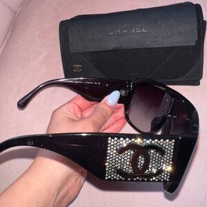 Authentic Chanel sunglasses deep purple color with sparkly CC logo